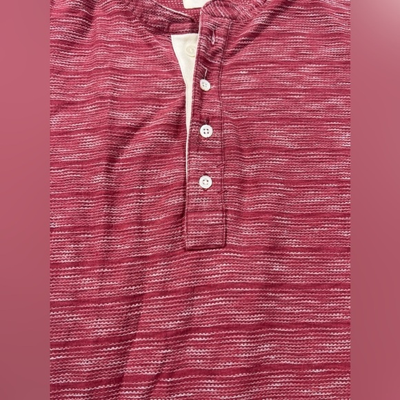 Billy Reid Medium Heather Red Mock Collar Henley Long Sleeve Button Shirt - Picture 8 of 12